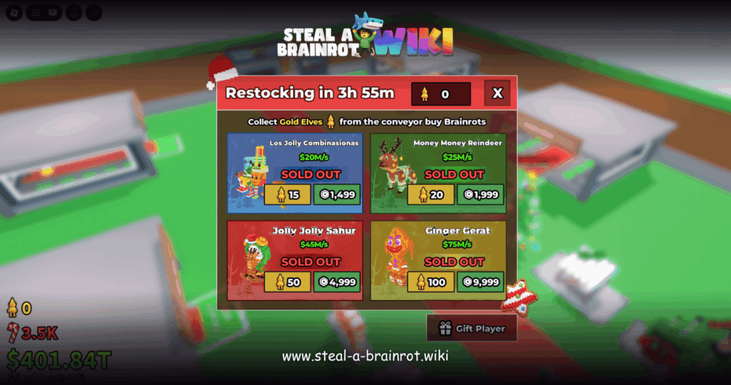 Steal A Brainrot Ginger Gerat Santas Shop Stock