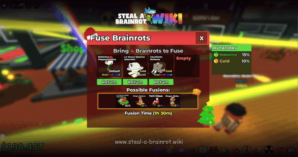 Steal A Brainrot La Vacca Prese Presente In Santa Fuse Machine