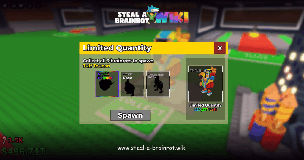 Steal A Brainrot Tuff Toucan Limited Quantity