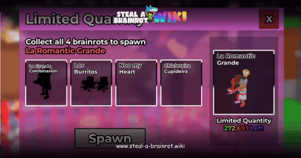 Steal A Brainrot La Romantic Grande Limited Quantity Machine